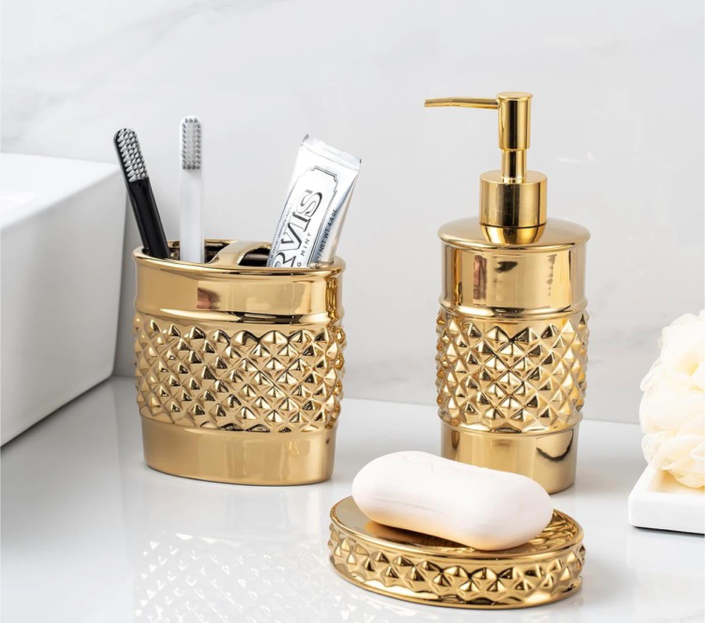 Gold Bathroom Accessory Set - - photo 2