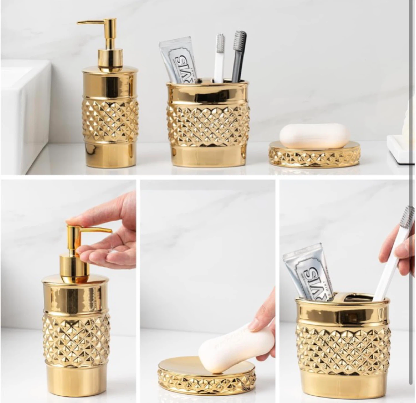 Gold Bathroom Accessory Set - - photo 4