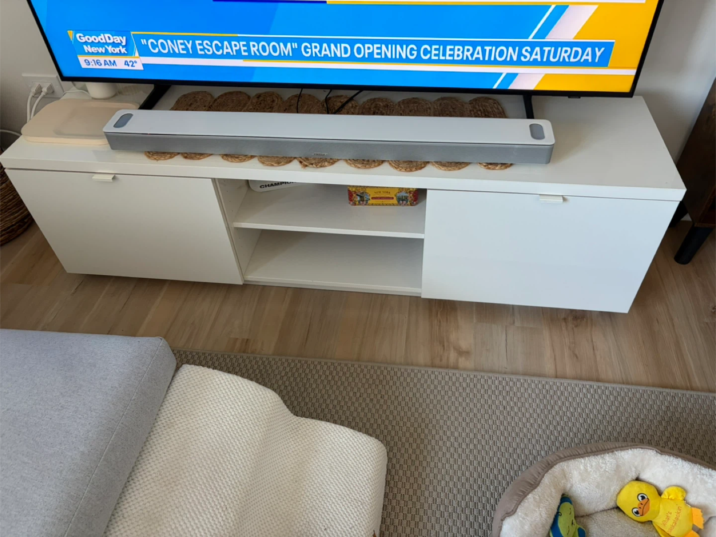 White Media Console with Storage