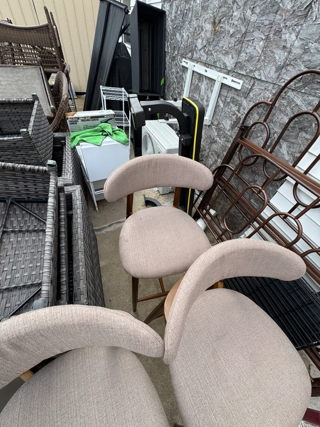 Set of 3 Light Tan Fabric Upholstered Bar Stools - photo 2