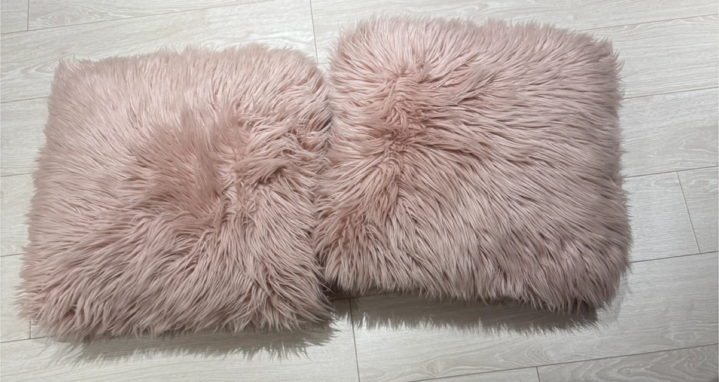 2 Pink Faux Fur Throw Pillow Covers