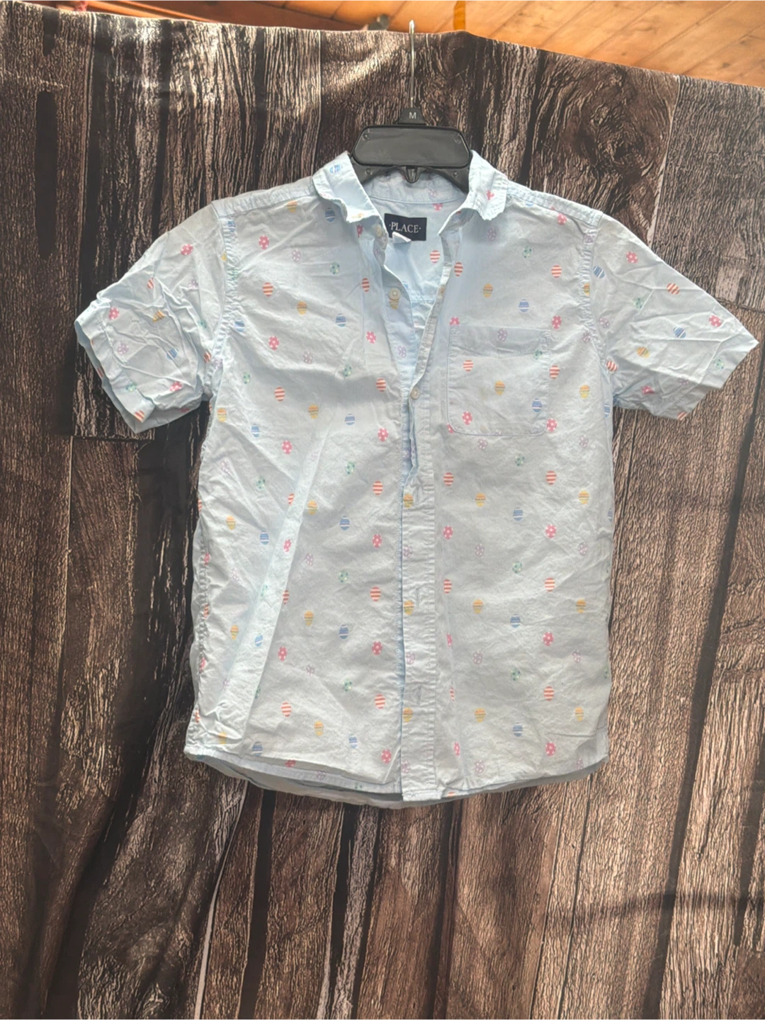 The Children's Place Boys Light Blue Easter Egg Print Shirt