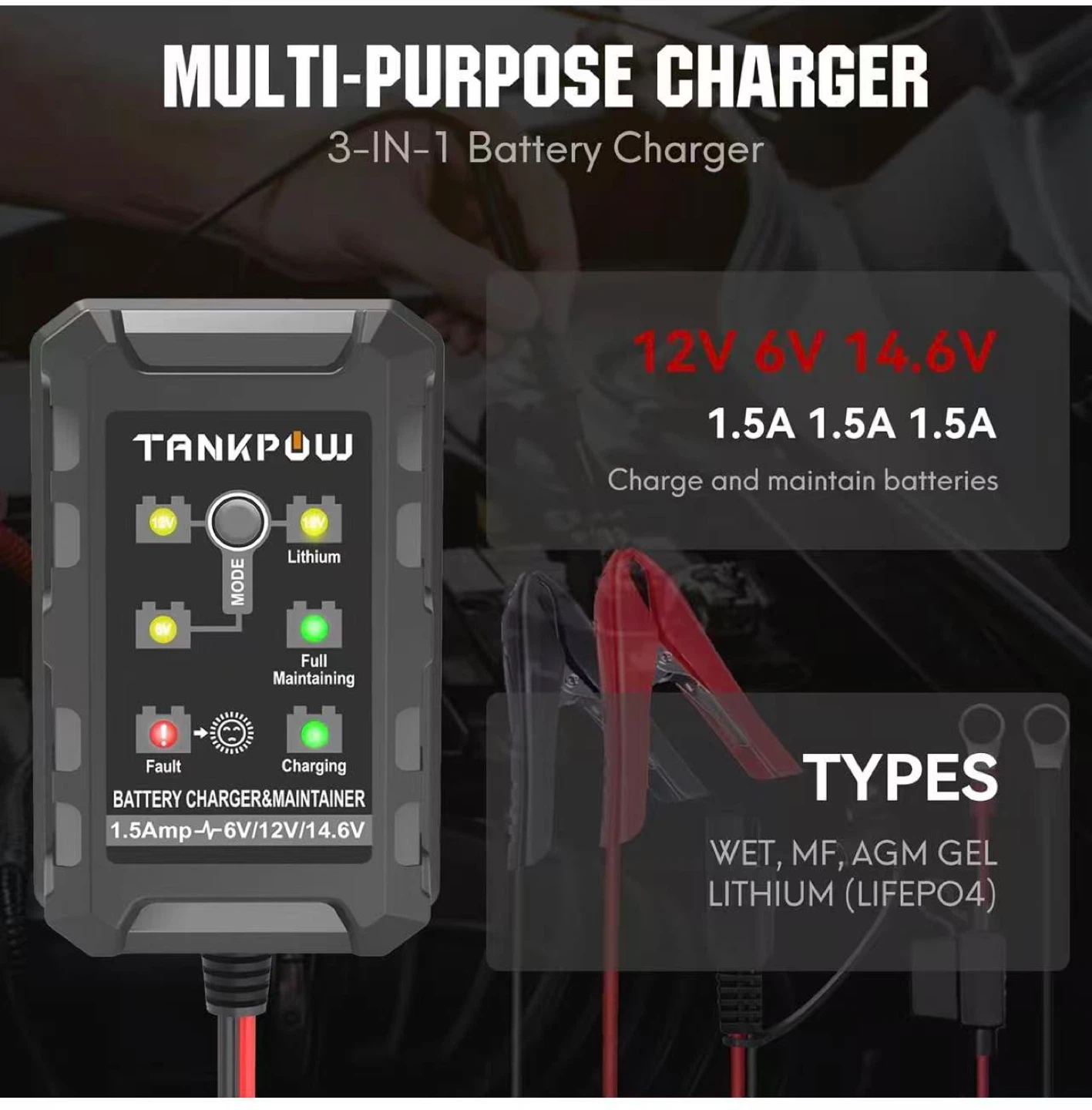 1.5 Amp 6V/12V Battery Charger & Maintainer - photo 2
