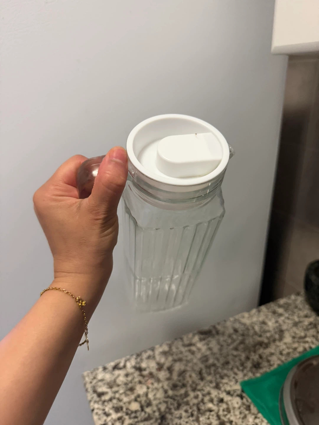 Clear Glass Pitcher with White Lid - photo 2