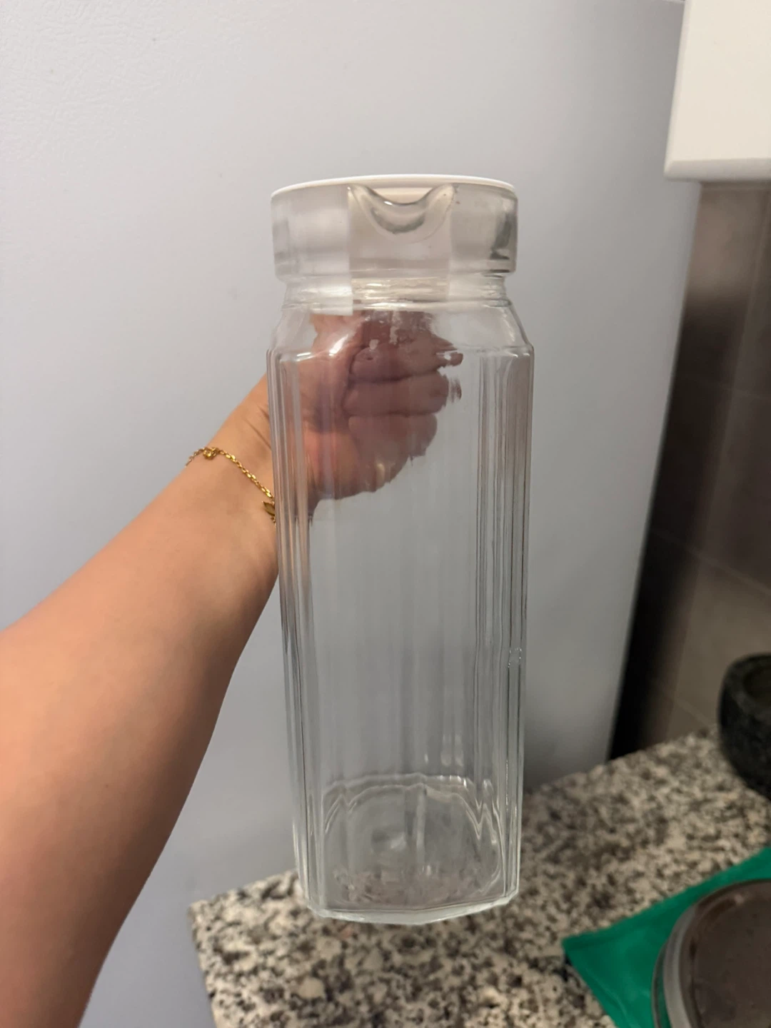 Clear Glass Pitcher with White Lid - photo 3