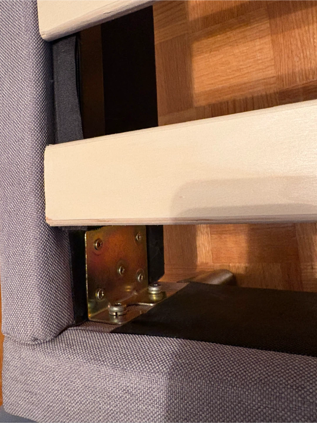Grey Upholstered Bed Frame with Slats - photo 3