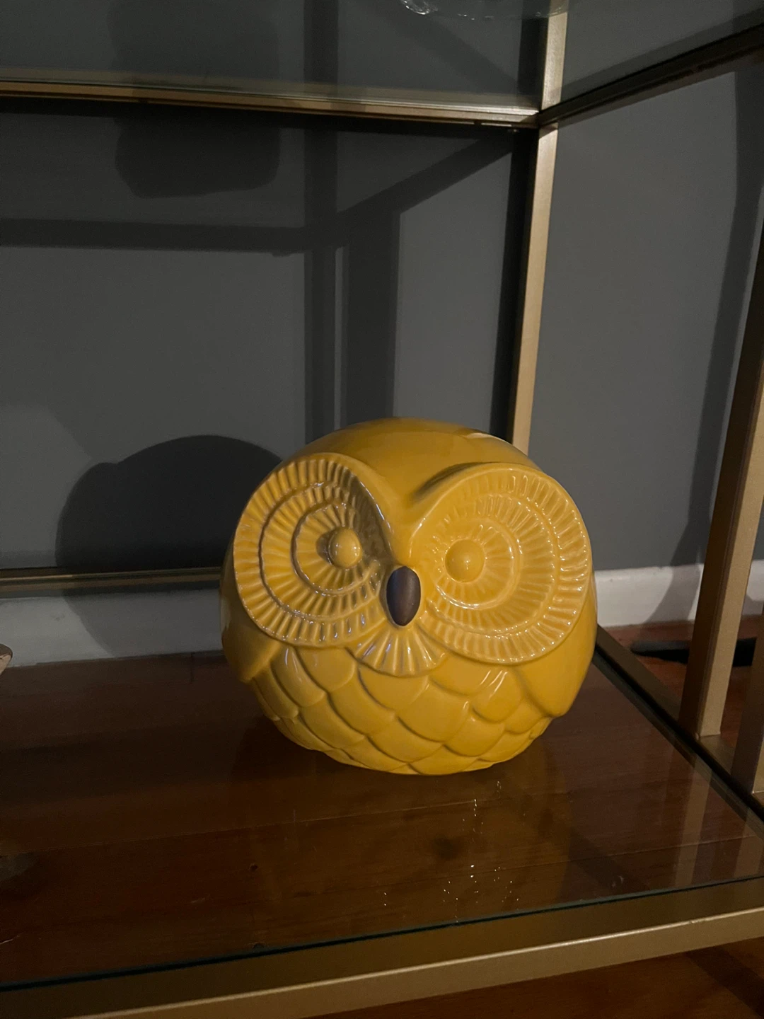Yellow Ceramic Owl Figurine