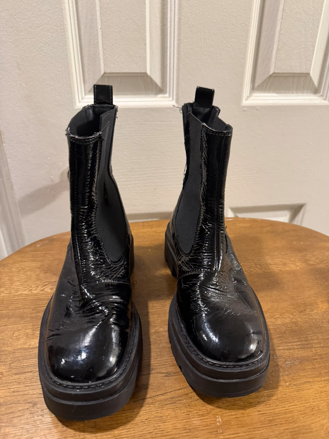 Madewell Black Patent Chelsea Boots