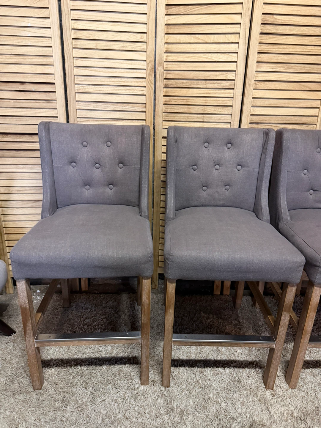 24” Grey Tufted Upholstered Bar Stools - photo 4