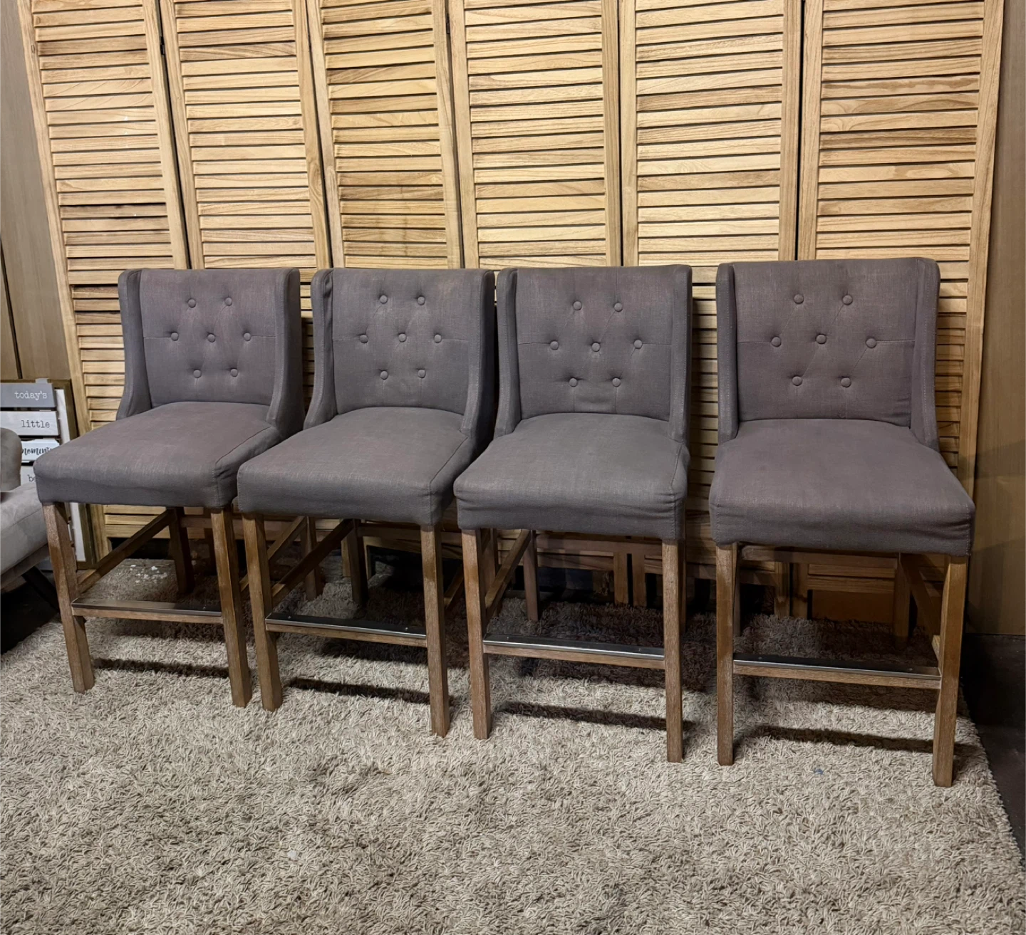 24” Grey Tufted Upholstered Bar Stools - photo 3