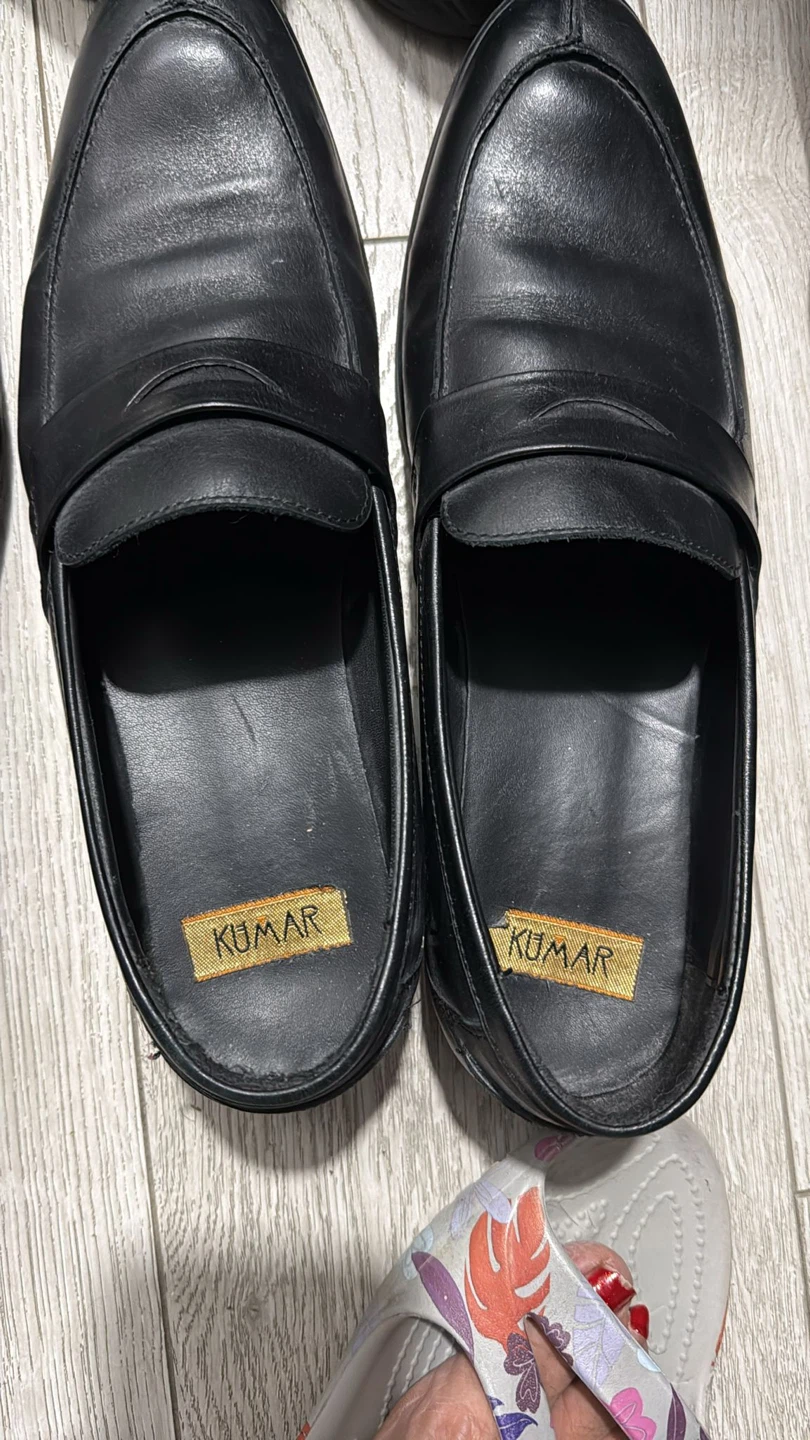 Kumar Black Leather Loafer Shoes