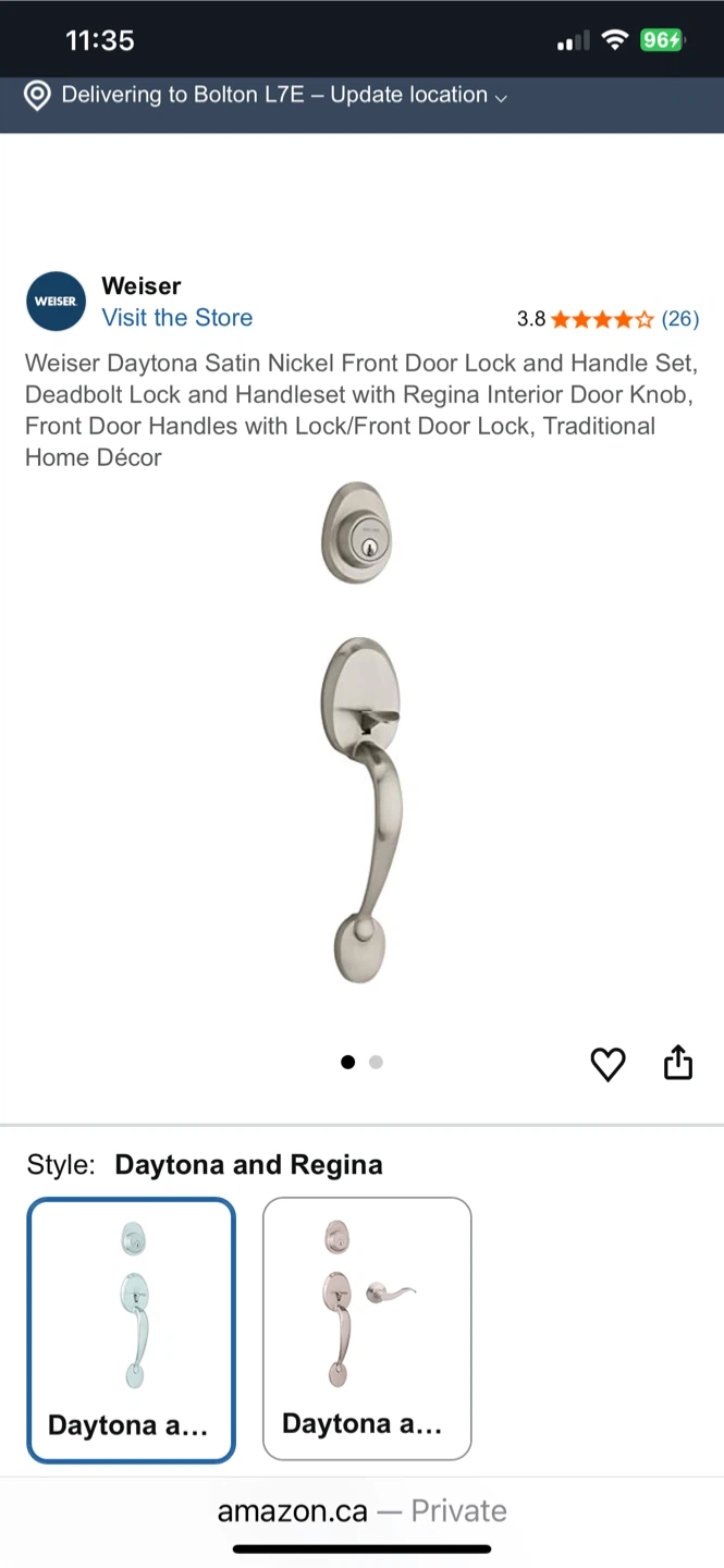 Weiser AUGUSTA Satin Nickel Front Door Lock and Handle Set - photo 2