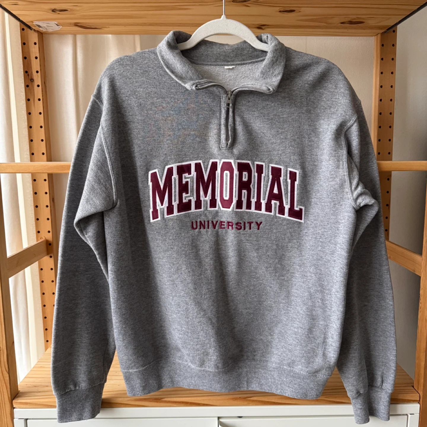 Memorial University Quarter Zip Sweatshirt Grey