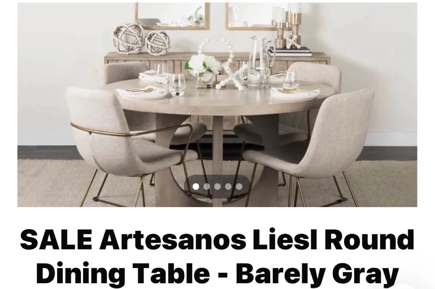 Artesanos Liesl Dining Table, 4 Madison Park Bryce Chairs