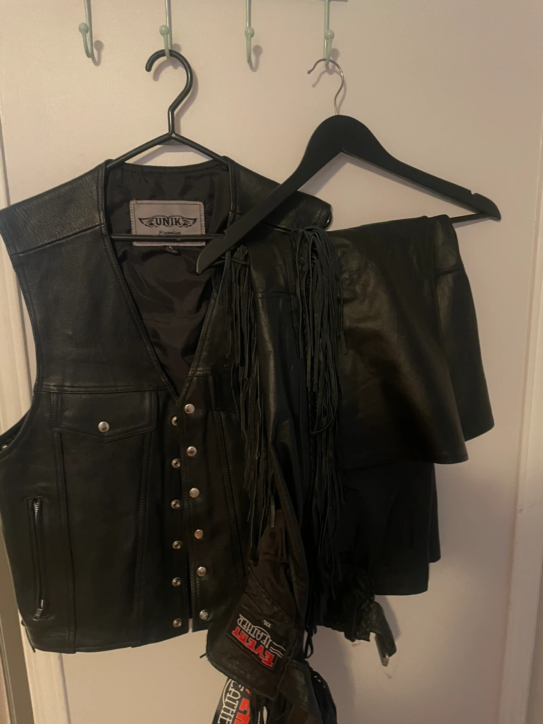 UNIK Premium Leather Motorcycle Vest & Chaps Set
