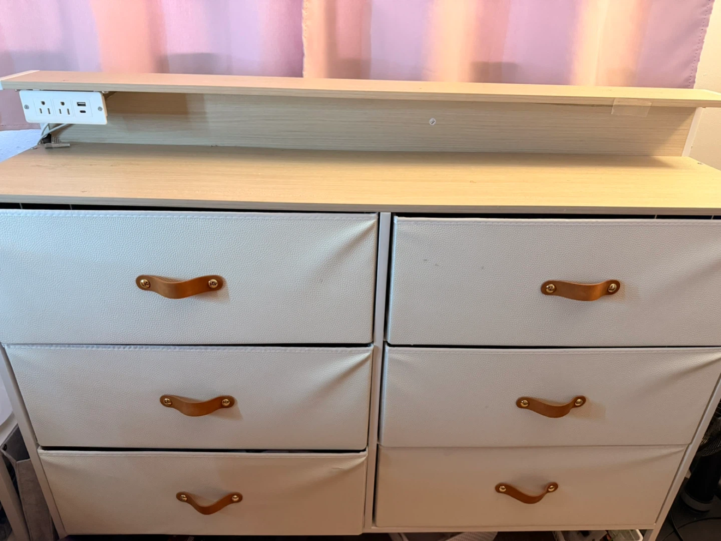 White 6-Drawer Dresser with LED Light