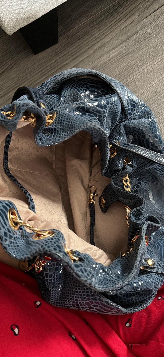 Michael Kors Navy Embossed Leather Hobo Bag - photo 2