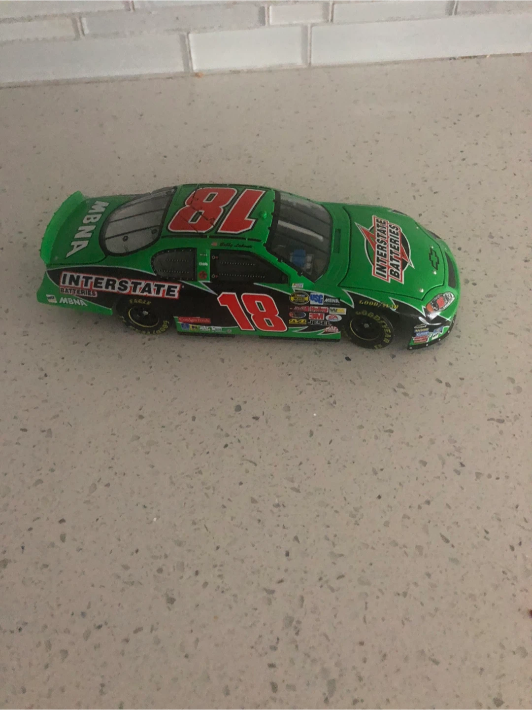 Green NASCAR #18 Interstate Batteries Diecast Car
