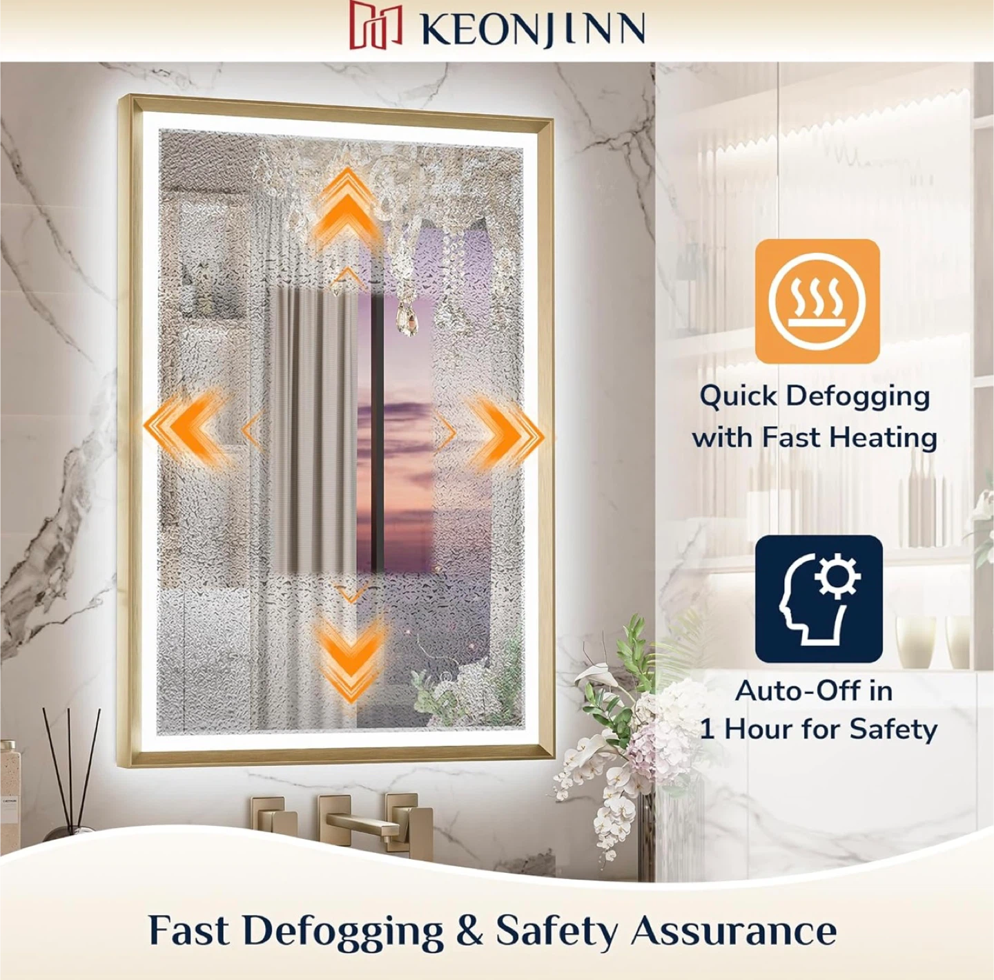 KEONJINN 36" x 24" LED Bathroom Mirror with Defogger - photo 4