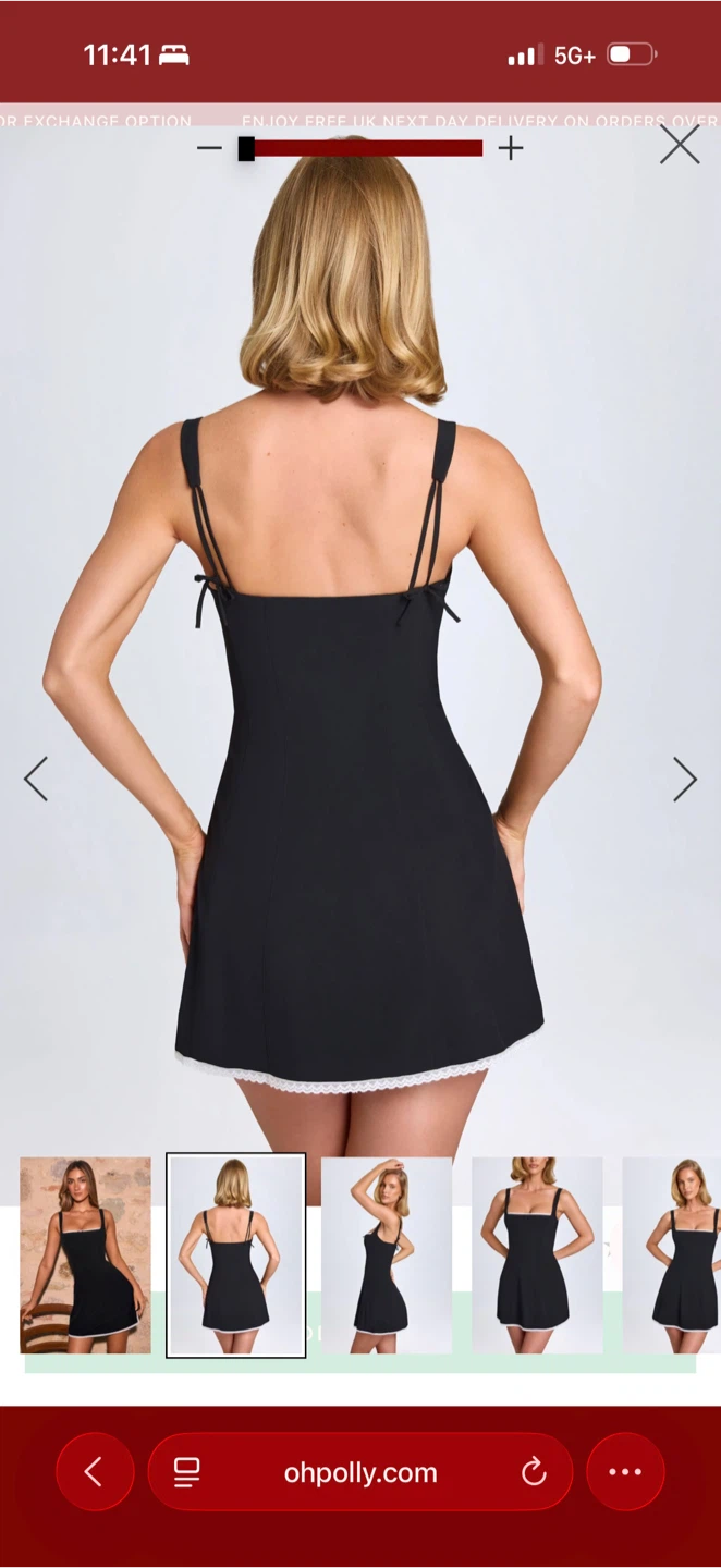 Oh Polly Black Mini Dress with White Trim - photo 2