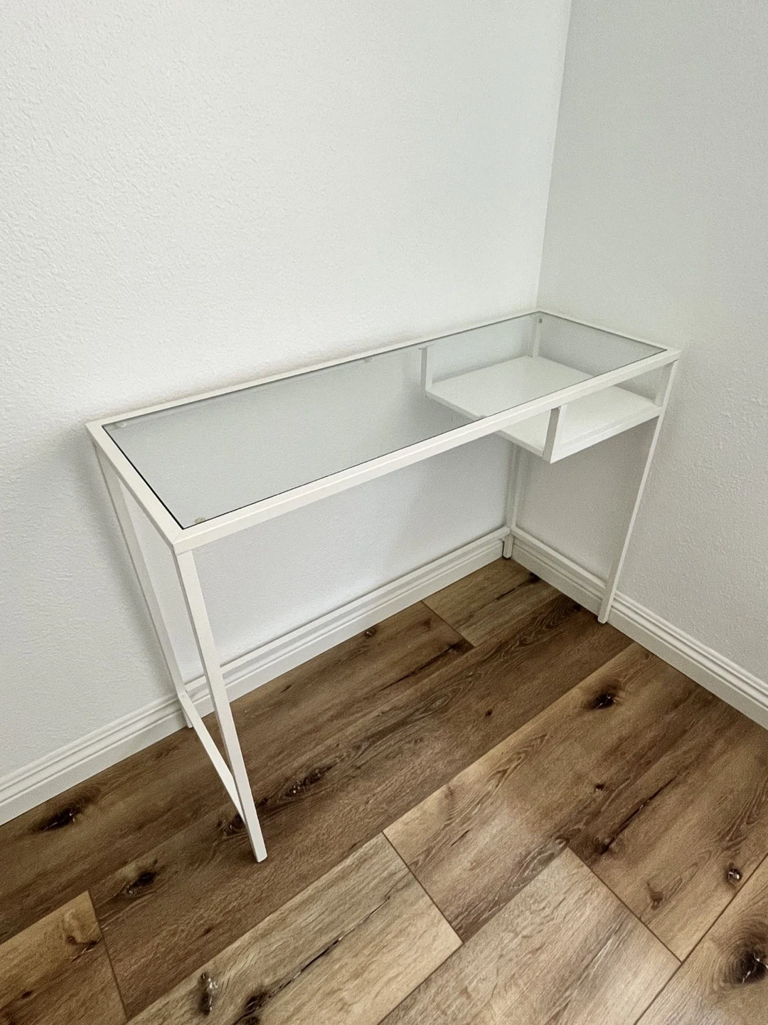 VITTSJÖ Laptop table, white/glass