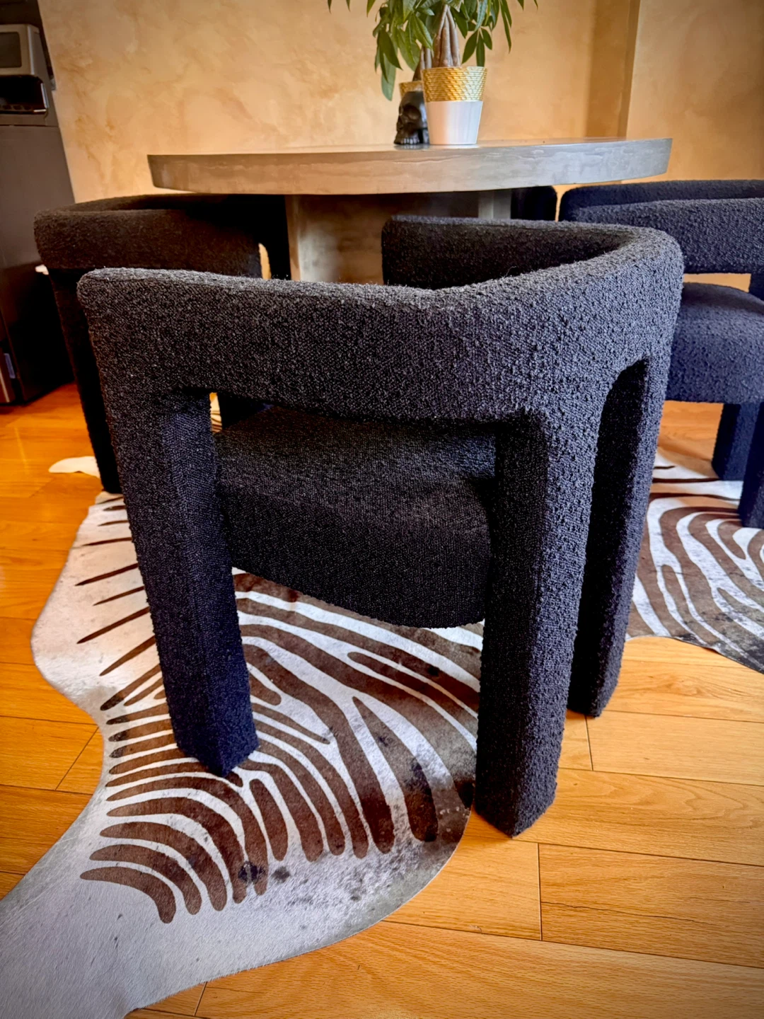 CB2 Set of 4 Black Bouclé Dining Chairs till MARCH 30th! - photo 3