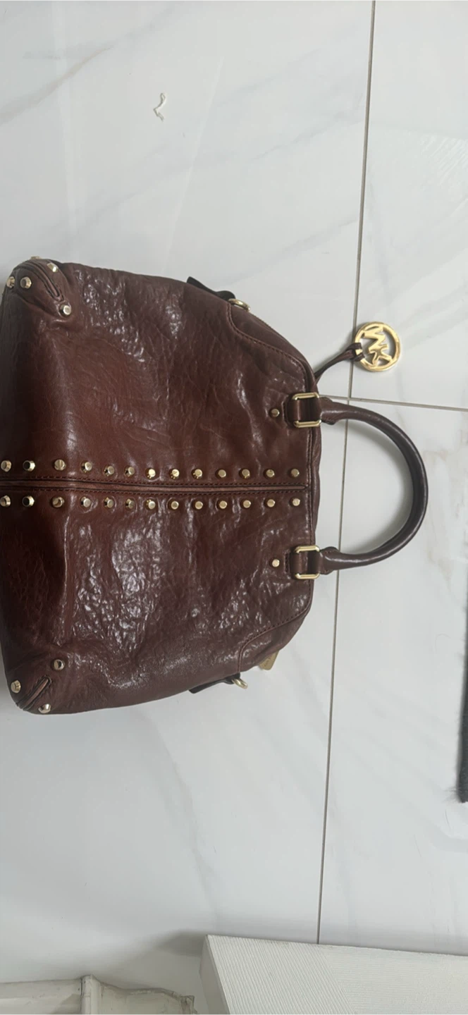 Michael Kors Brown Leather Studded Satchel Bag - photo 3
