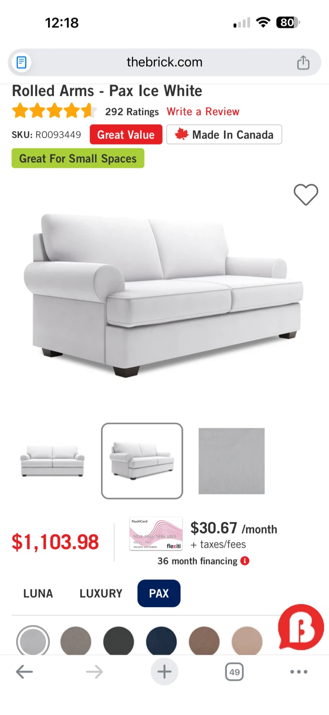 The Brick Rolled Arms Sofa - Pax Ice White - photo 3