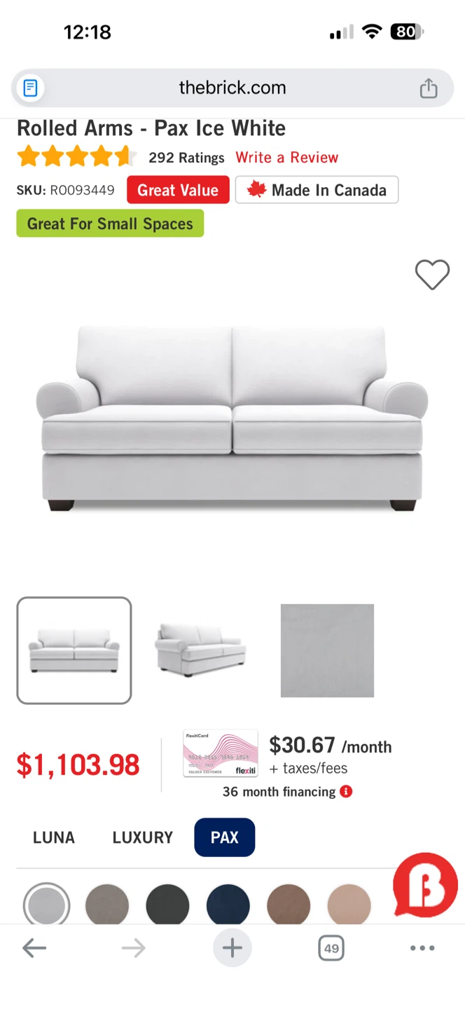 The Brick Rolled Arms Sofa - Pax Ice White - photo 2