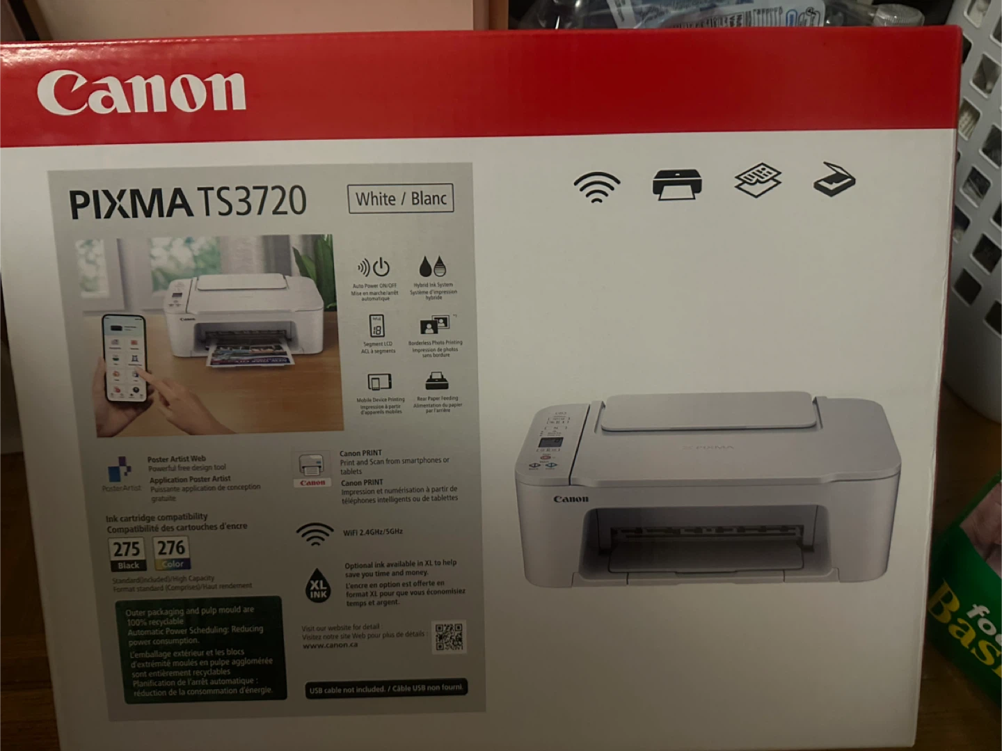 Canon PIXMA TS3720 All-in-One Printer (White)