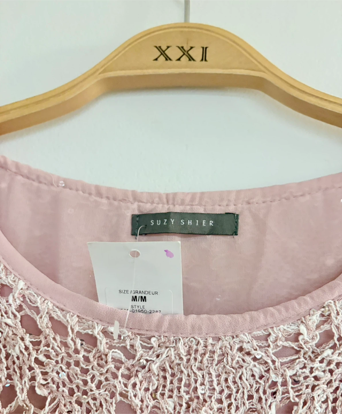Pink Knit Overlay Blouse - Size M - photo 3