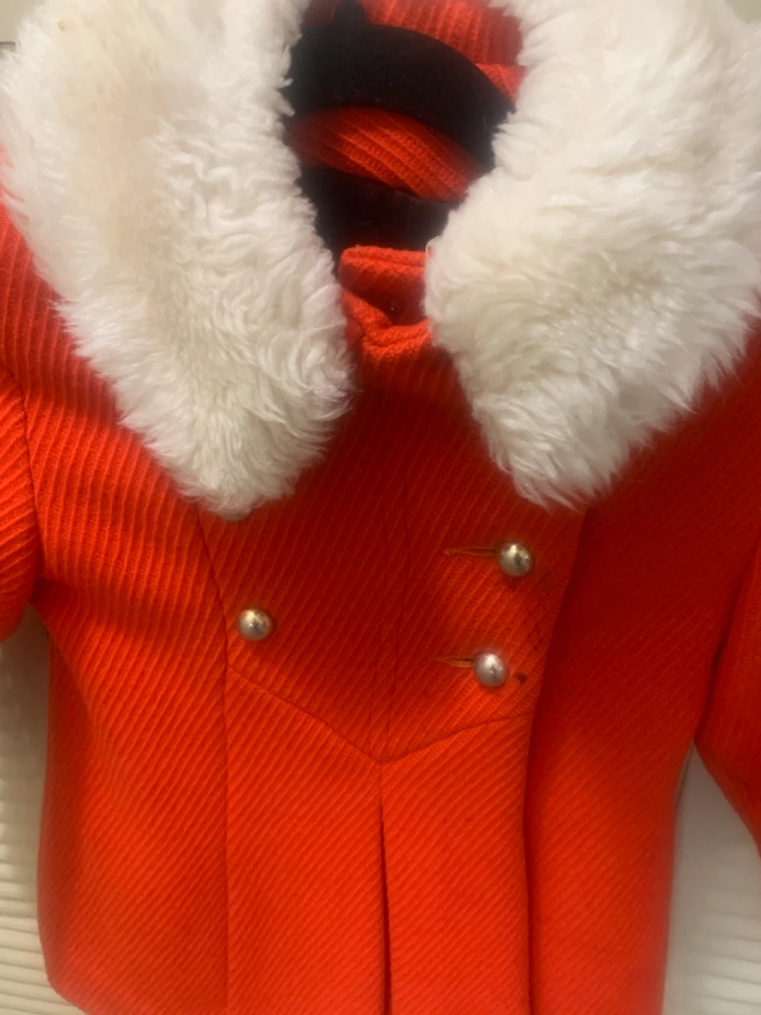 Toddler Orange Winter Coat with Faux Fur Collar