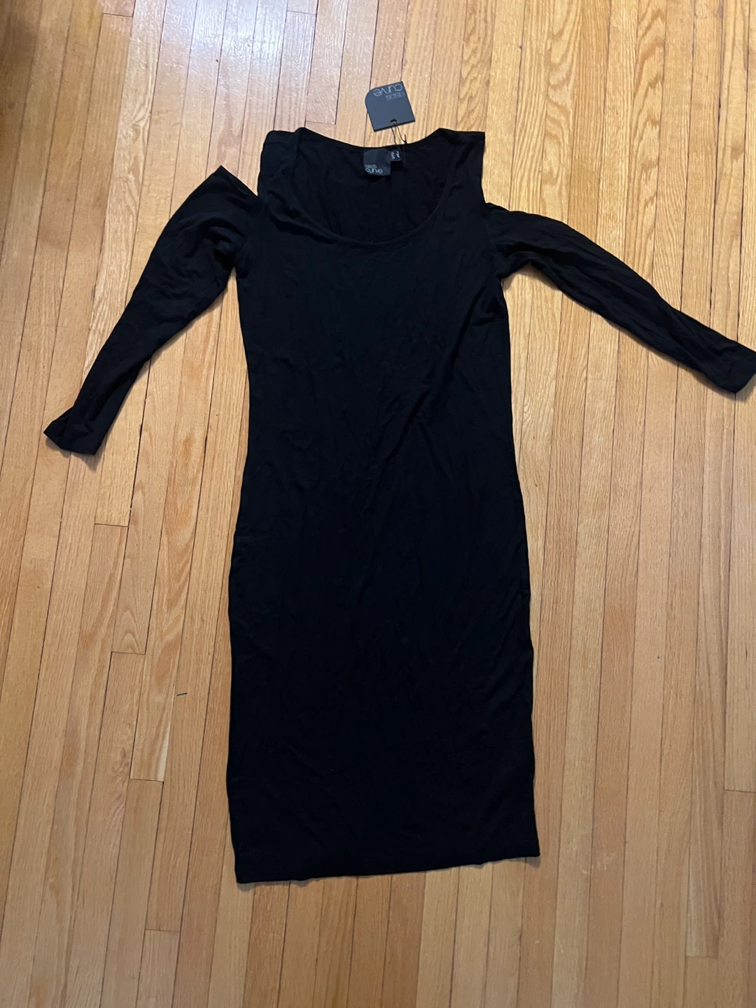 ASOS Curve Black Cold Shoulder Long Sleeve Dress