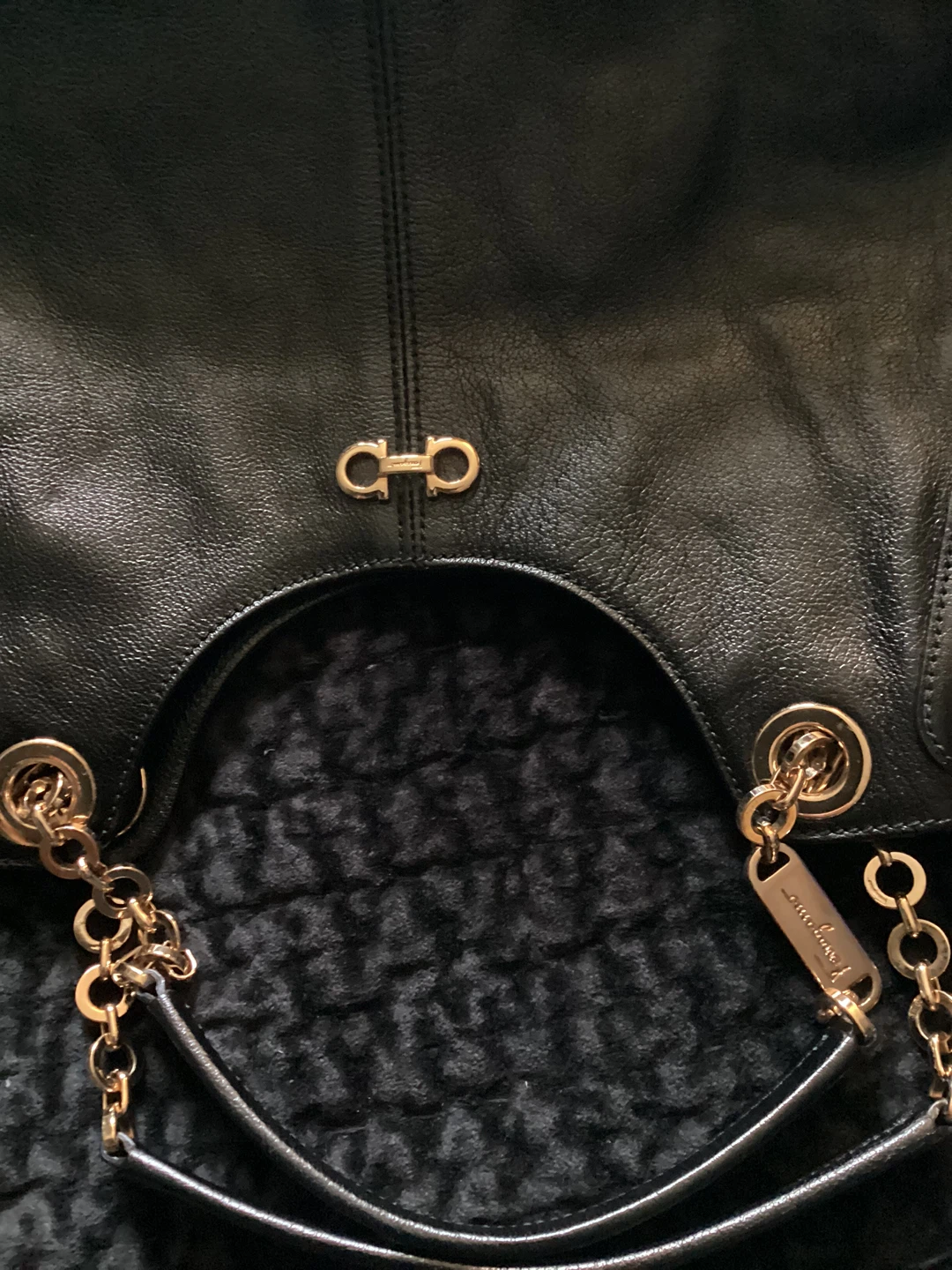Salvatore Ferragamo Black Leather Shoulder Bag