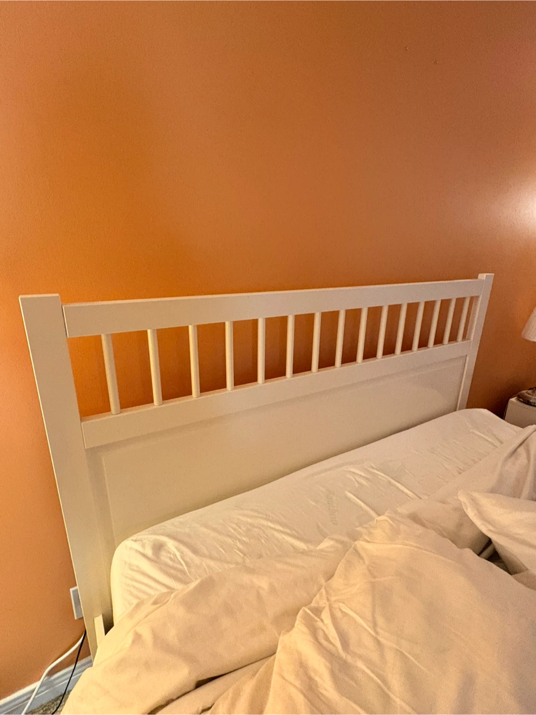 Queen IKEA White Wooden Bed Frame - photo 2