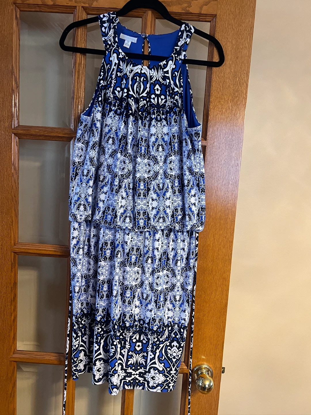 London Times Blue & White Patterned Maxi Dress Size 12 - photo 4
