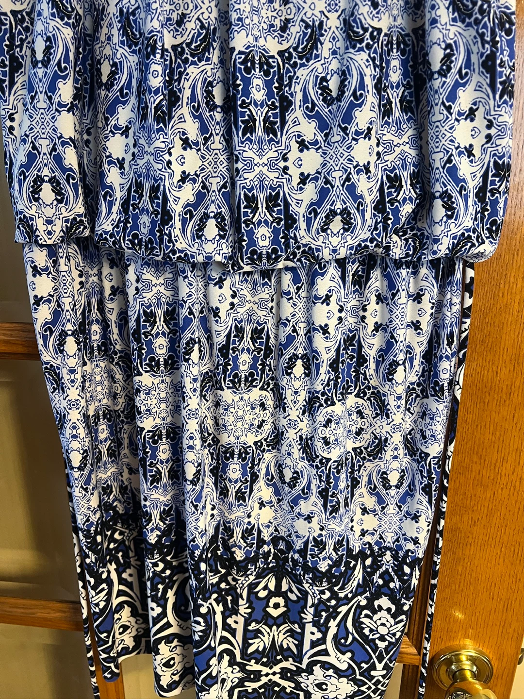 London Times Blue & White Patterned Maxi Dress Size 12 - photo 2