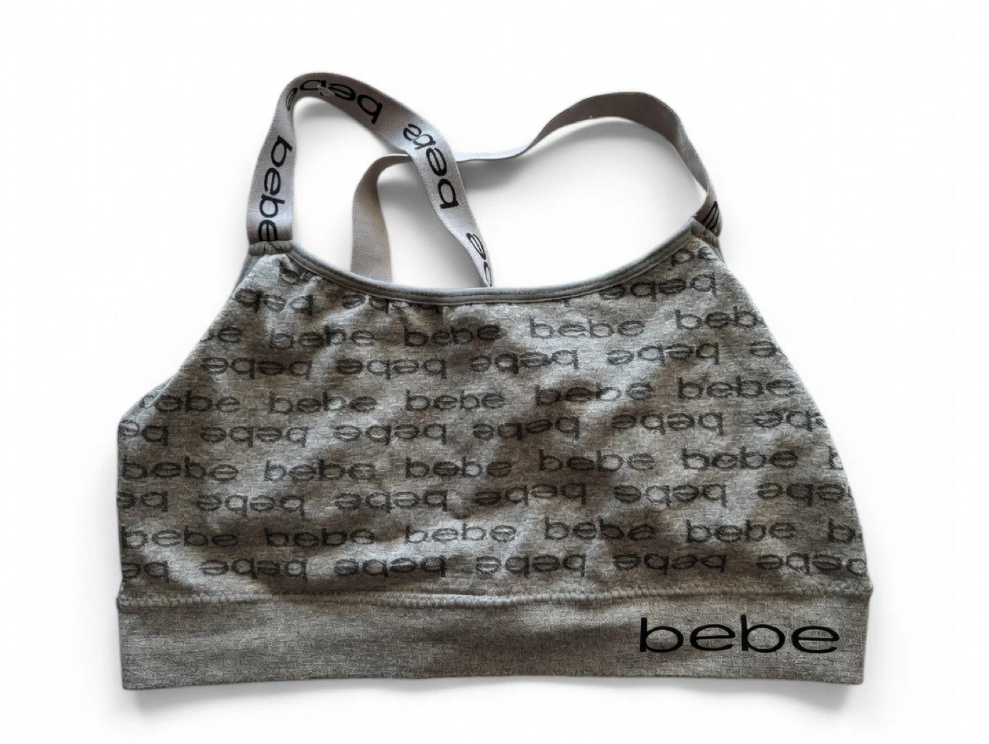 Bebe Grey Logo Sports Bra