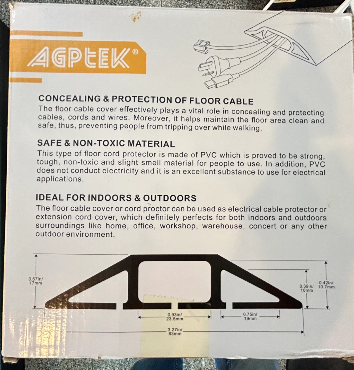 AGPTEK 3 Channel Floor Cable Protector Cover 6.65 FT - photo 2