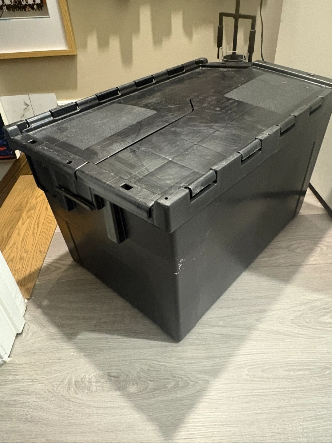 4 Heavy Duty Stackable Large Black Collapsible Storage Bin