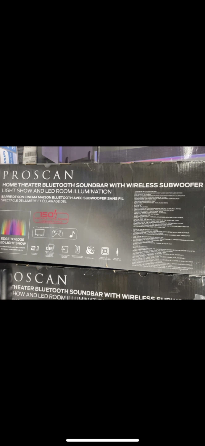 ProScan Home Theater Bluetooth Soundbar with Wireless Subwoofer