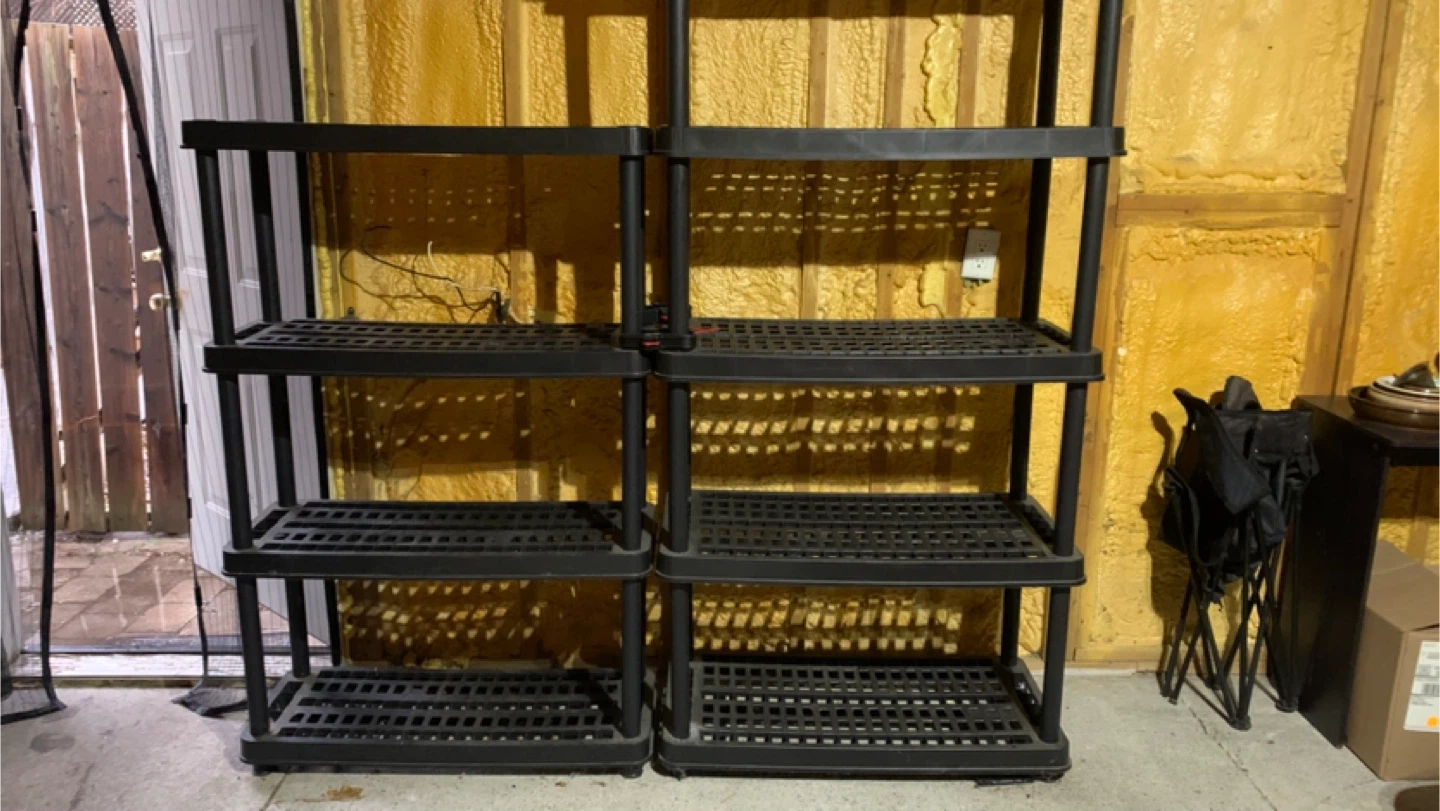 3 Black Plastic Shelving Unit