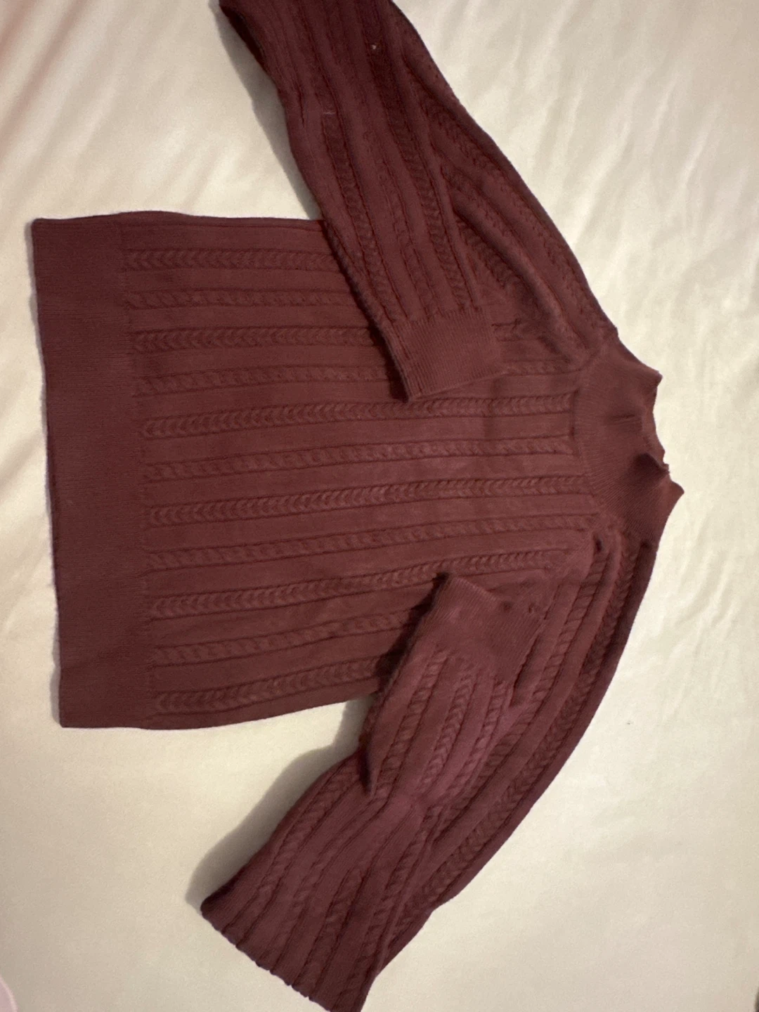 SUNDAY BEST Women's Maroon Cable Knit Mock Neck Sweater Size S