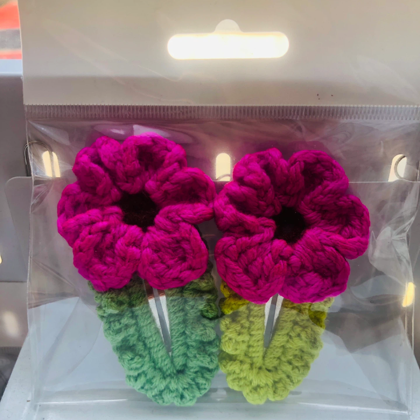 Crocheted Flower Hair Clips