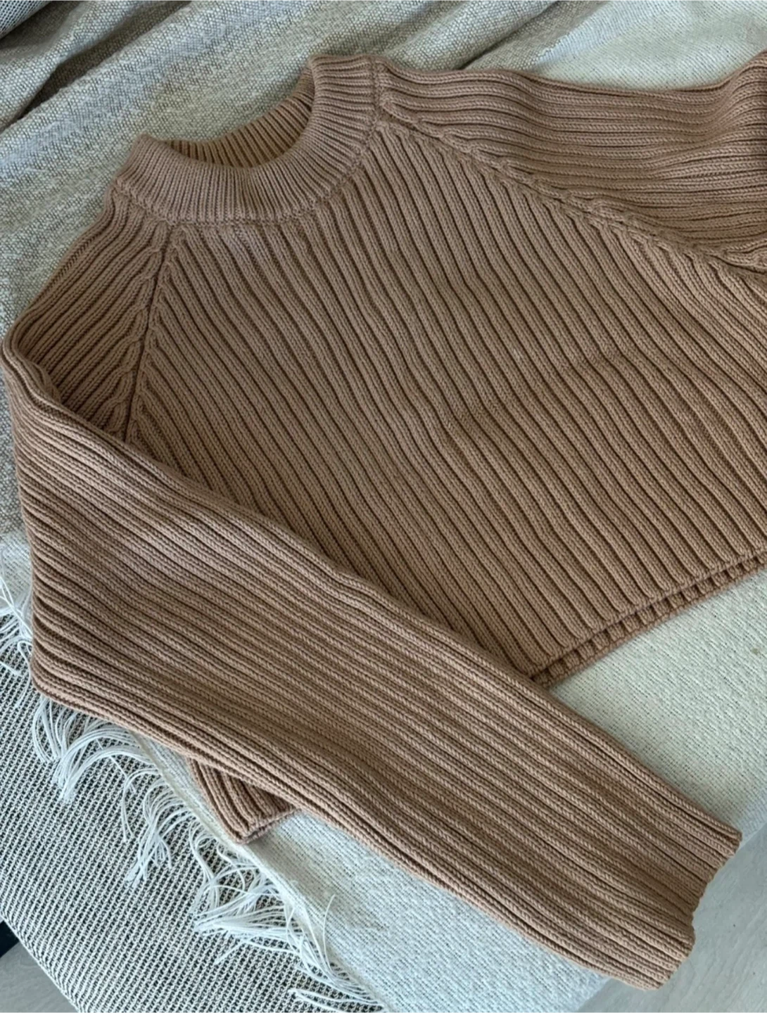 ZARA Ribbed Mock Neck Sweater - Size L