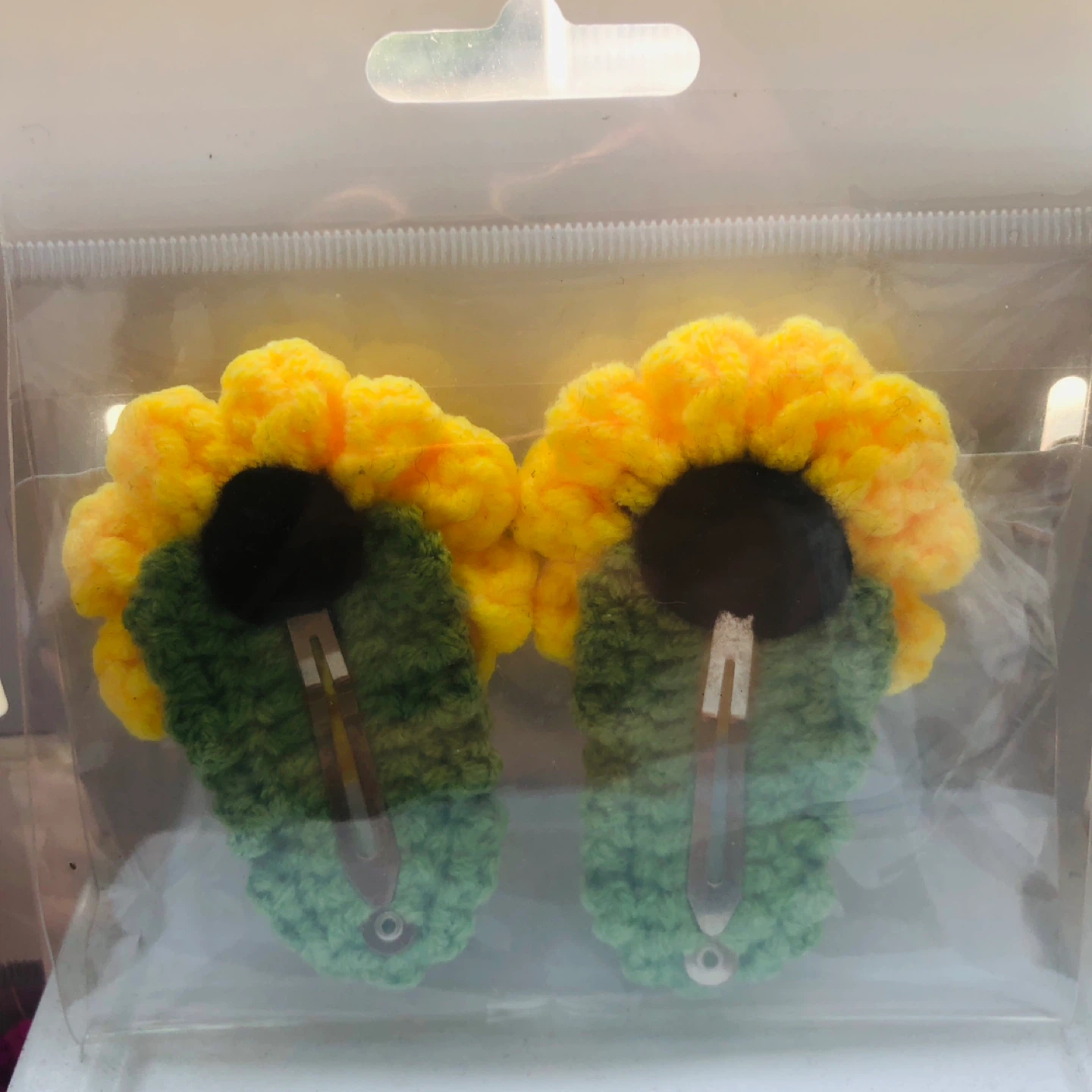 Handmade Crochet Sunflower Hair Clips - photo 2