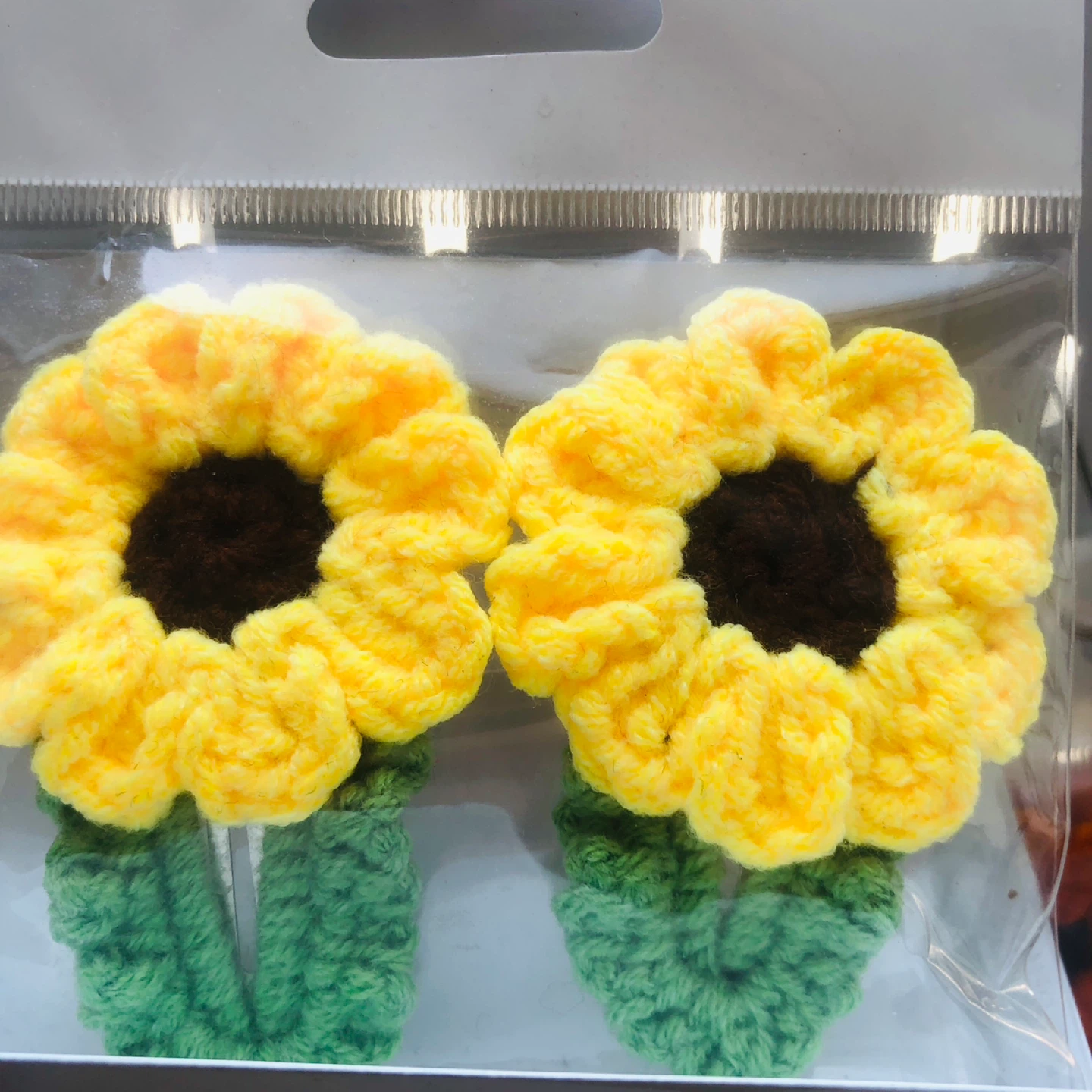 Handmade Crochet Sunflower Hair Clips