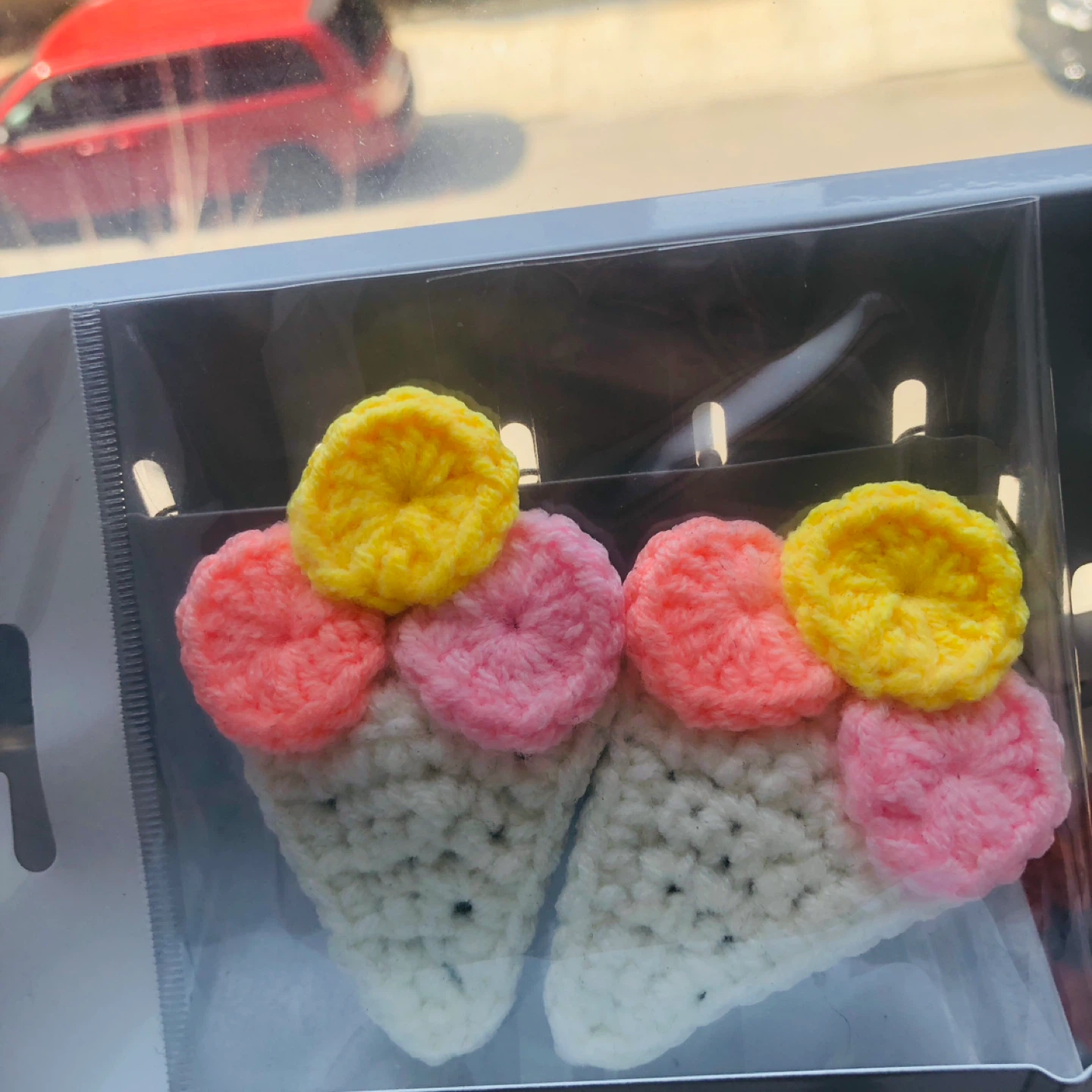 Crocheted Ice Cream Cone Hair Clips