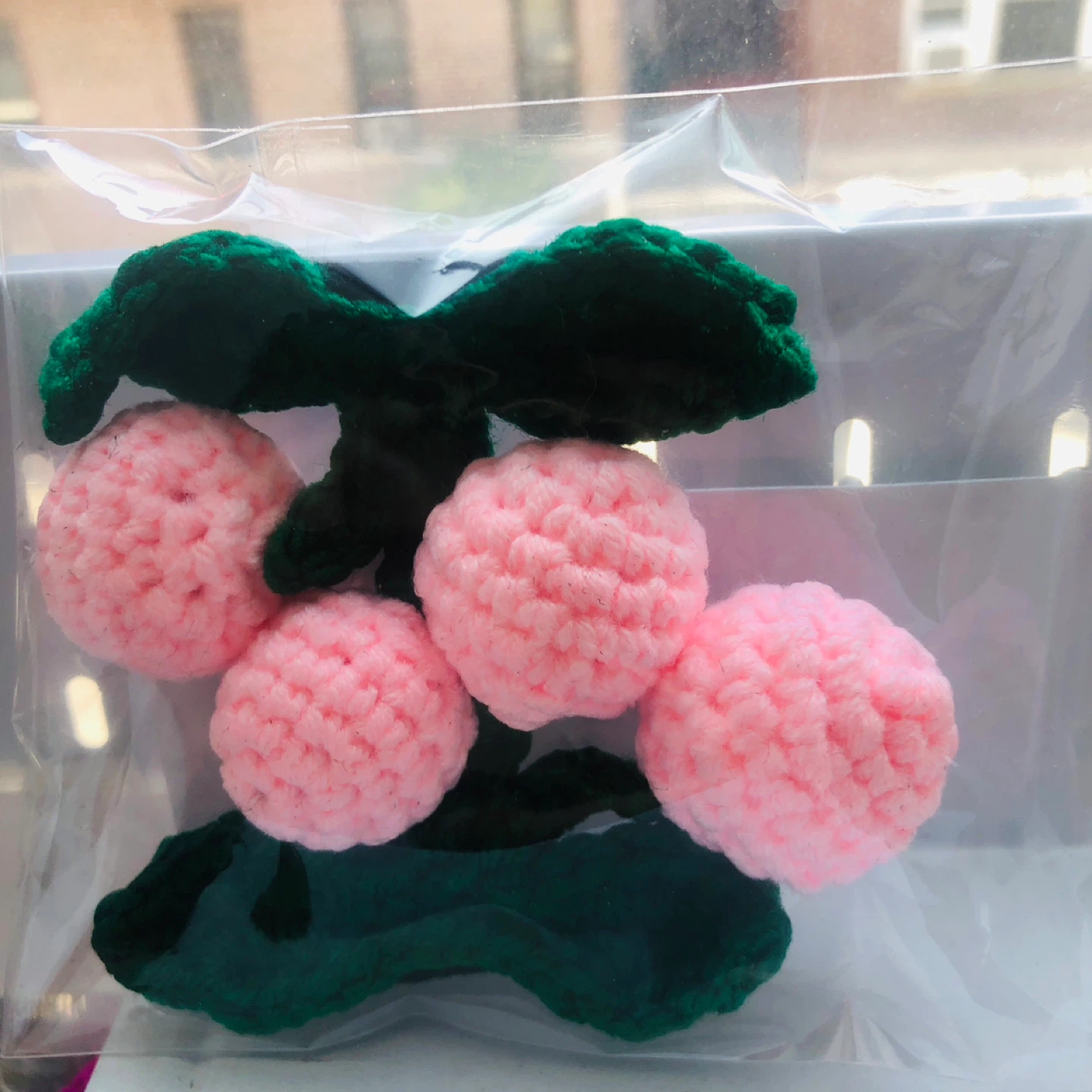 Crocheted Cherry Hair Clips