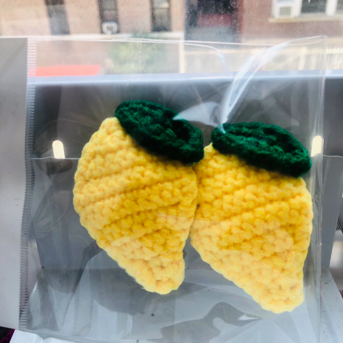 Crocheted Lemon Hair Clips